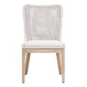 Essentials For Living Mesh Dining Chair ~ White Speckle Flat Rope, Performance White Speckle With Natural Gray Mahogany Frame