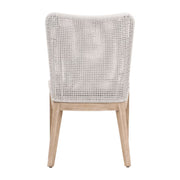 Essentials For Living Mesh Dining Chair ~ White Speckle Flat Rope, Performance White Speckle With Natural Gray Mahogany Frame