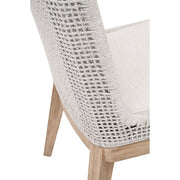 Essentials For Living Mesh Dining Chair ~ White Speckle Flat Rope, Performance White Speckle With Natural Gray Mahogany Frame