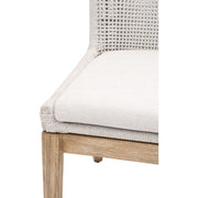 Essentials For Living Mesh Dining Chair ~ White Speckle Flat Rope, Performance White Speckle With Natural Gray Mahogany Frame