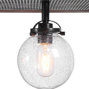 Uttermost Pearsall Seeded Glass Bulbs with Textured Black Metal and Distressed Wood Island Light