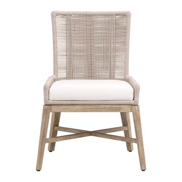 Essentials For Living Overlay Dining Chair ~ Oyster Twist Rope, LiveSmart Peyton-Pearl With Natural Gray Mahogany Frame