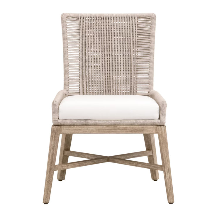 Essentials For Living Overlay Dining Chair ~ Oyster Twist Rope, LiveSmart Peyton-Pearl With Natural Gray Mahogany Frame