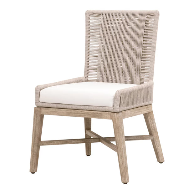 Essentials For Living Overlay Dining Chair ~ Oyster Twist Rope, LiveSmart Peyton-Pearl With Natural Gray Mahogany Frame