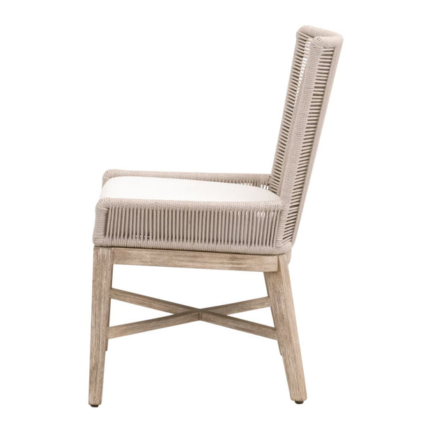 Essentials For Living Overlay Dining Chair ~ Oyster Twist Rope, LiveSmart Peyton-Pearl With Natural Gray Mahogany Frame