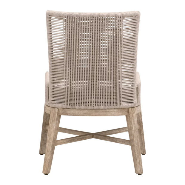 Essentials For Living Overlay Dining Chair ~ Oyster Twist Rope, LiveSmart Peyton-Pearl With Natural Gray Mahogany Frame