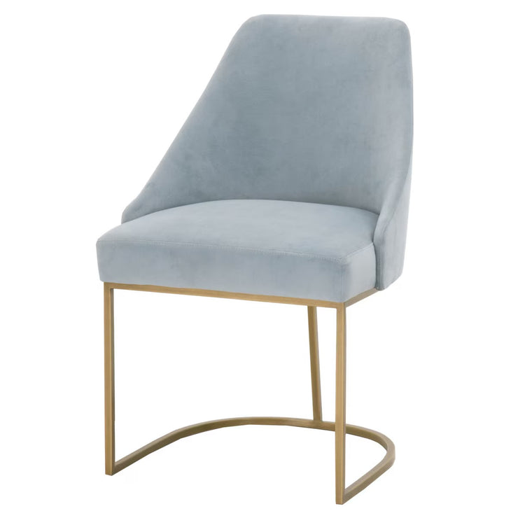 Essentials For Living Parissa Dining Chair ~ Coastal Velvet With Brushed Gold Frame