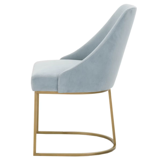 Essentials For Living Parissa Dining Chair ~ Coastal Velvet With Brushed Gold Frame