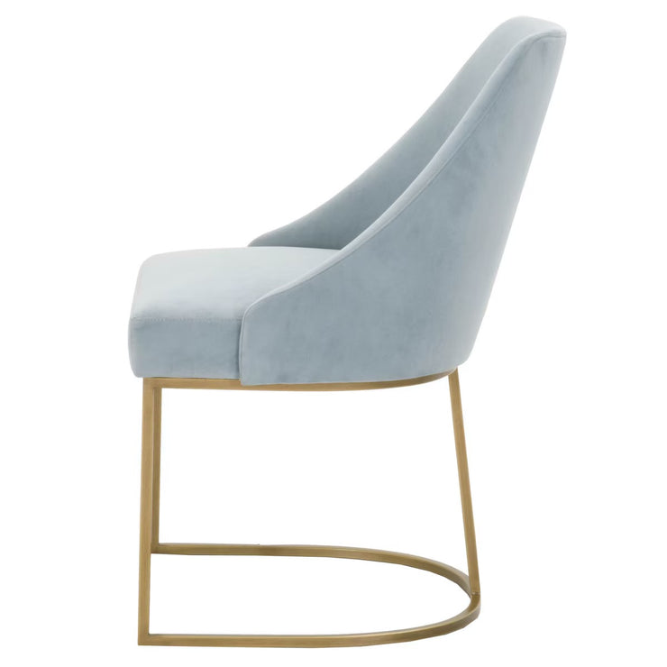 Essentials For Living Parissa Dining Chair ~ Coastal Velvet With Brushed Gold Frame