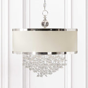 Uttermost Fascination Antique Linen Drum Shade with Free Falling Crystals 3 Light Chandelier