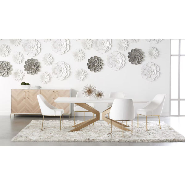 Essentials For Living Parissa Dining Chair ~ LiveSmart Peyton-Pearl With Brushed Gold Frame
