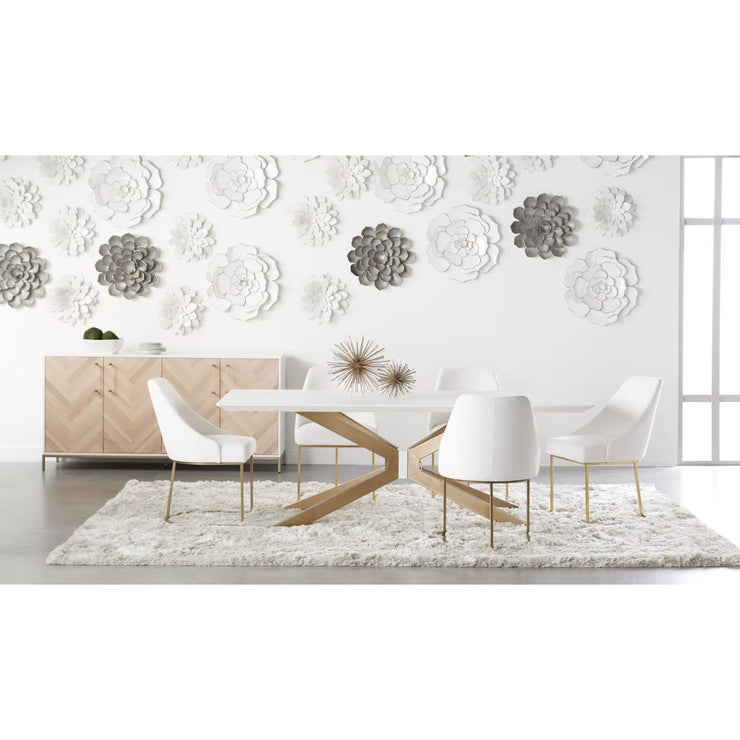 Essentials For Living Parissa Dining Chair ~ LiveSmart Peyton-Pearl With Brushed Gold Frame