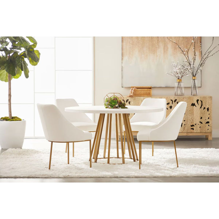 Essentials For Living Parissa Dining Chair ~ LiveSmart Peyton-Pearl With Brushed Gold Frame