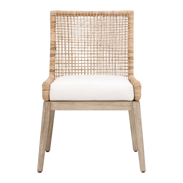 Essentials For Living Seaside Dining Chair ~ Natural Rattan, LiveSmart Peyton-Pearl With Natural Gray Mahogany Frame