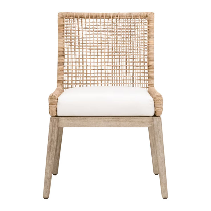 Essentials For Living Seaside Dining Chair ~ Natural Rattan, LiveSmart Peyton-Pearl With Natural Gray Mahogany Frame