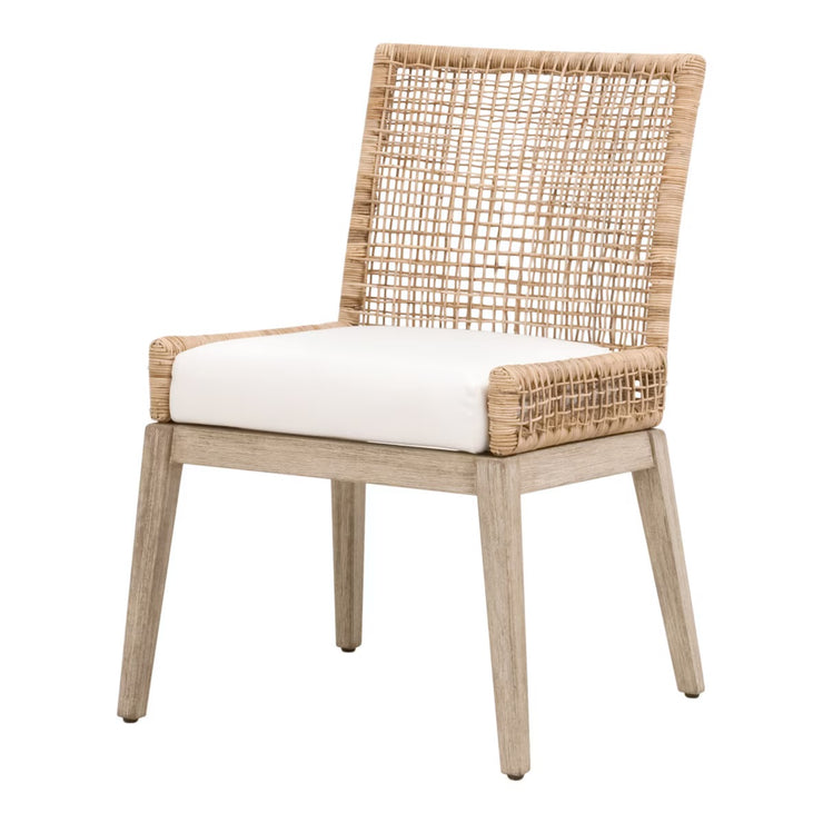 Essentials For Living Seaside Dining Chair ~ Natural Rattan, LiveSmart Peyton-Pearl With Natural Gray Mahogany Frame