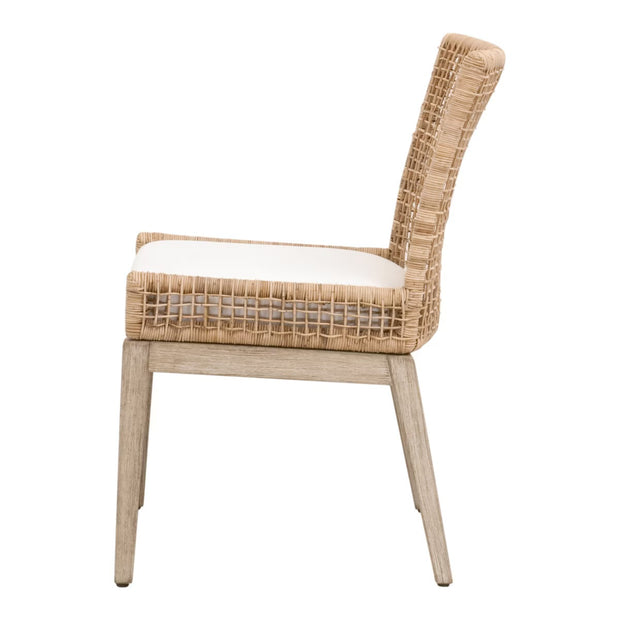Essentials For Living Seaside Dining Chair ~ Natural Rattan, LiveSmart Peyton-Pearl With Natural Gray Mahogany Frame