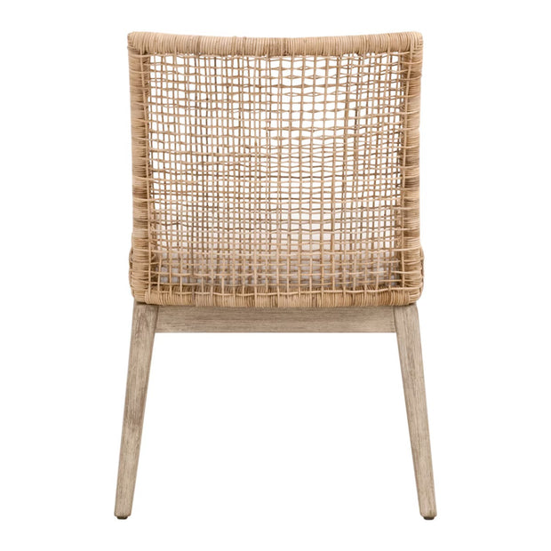 Essentials For Living Seaside Dining Chair ~ Natural Rattan, LiveSmart Peyton-Pearl With Natural Gray Mahogany Frame