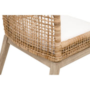 Essentials For Living Seaside Dining Chair ~ Natural Rattan, LiveSmart Peyton-Pearl With Natural Gray Mahogany Frame