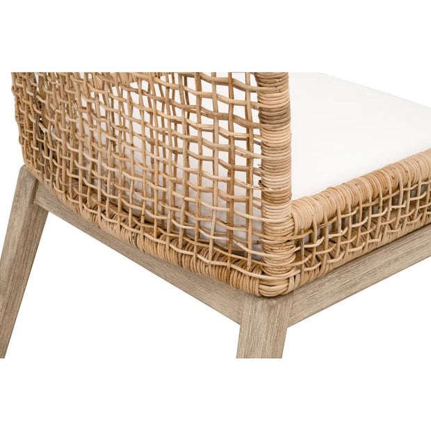 Essentials For Living Seaside Dining Chair ~ Natural Rattan, LiveSmart Peyton-Pearl With Natural Gray Mahogany Frame