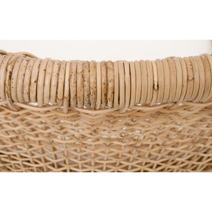 Essentials For Living Seaside Dining Chair ~ Natural Rattan, LiveSmart Peyton-Pearl With Natural Gray Mahogany Frame