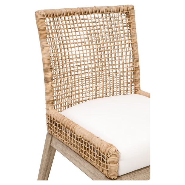 Essentials For Living Seaside Dining Chair ~ Natural Rattan, LiveSmart Peyton-Pearl With Natural Gray Mahogany Frame