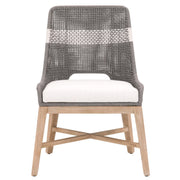 Essentials For Living Tapestry Dining Chair ~ Dove Flat Rope, White Speckle Stripe, Performance White Speckle With Natural Gray Mahogany Frame
