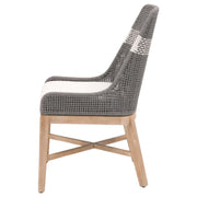 Essentials For Living Tapestry Dining Chair ~ Dove Flat Rope, White Speckle Stripe, Performance White Speckle With Natural Gray Mahogany Frame