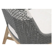 Essentials For Living Tapestry Dining Chair ~ Dove Flat Rope, White Speckle Stripe, Performance White Speckle With Natural Gray Mahogany Frame