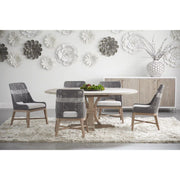Essentials For Living Tapestry Dining Chair ~ Dove Flat Rope, White Speckle Stripe, Performance White Speckle With Natural Gray Mahogany Frame