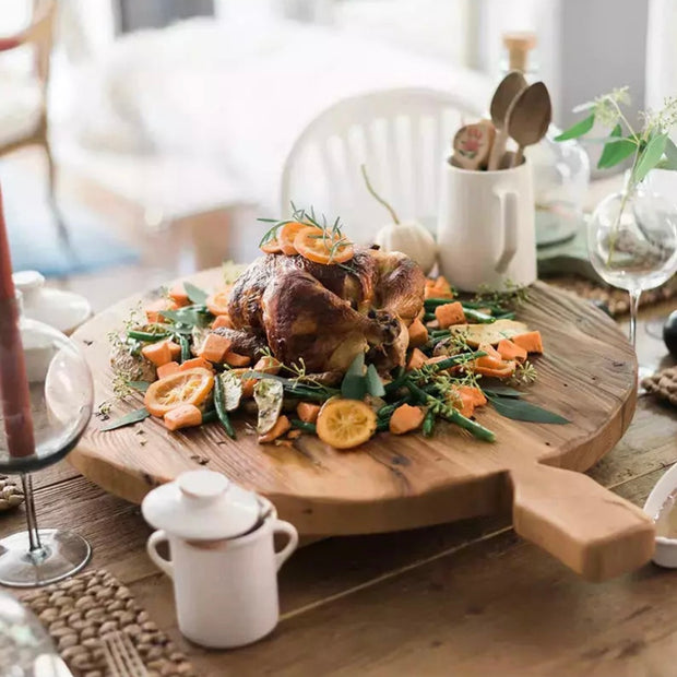 etúHOME Classic Oversized Round Footed Reclaimed Wood Serving Board