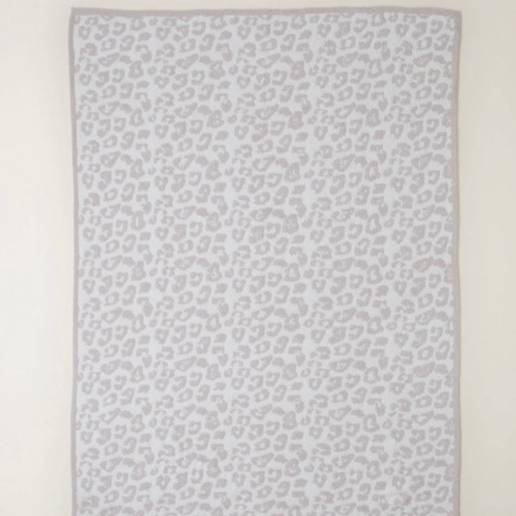 Barefoot Dreams CozyChic Barefoot in The Wild Leopard Cream and Stone Throw Blanket