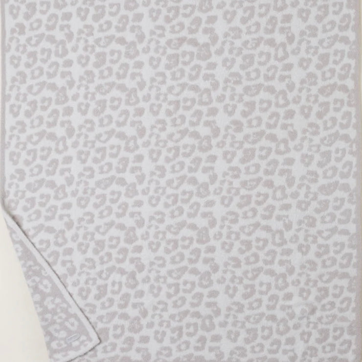 Barefoot Dreams CozyChic Barefoot in The Wild Leopard Cream and Stone Throw Blanket
