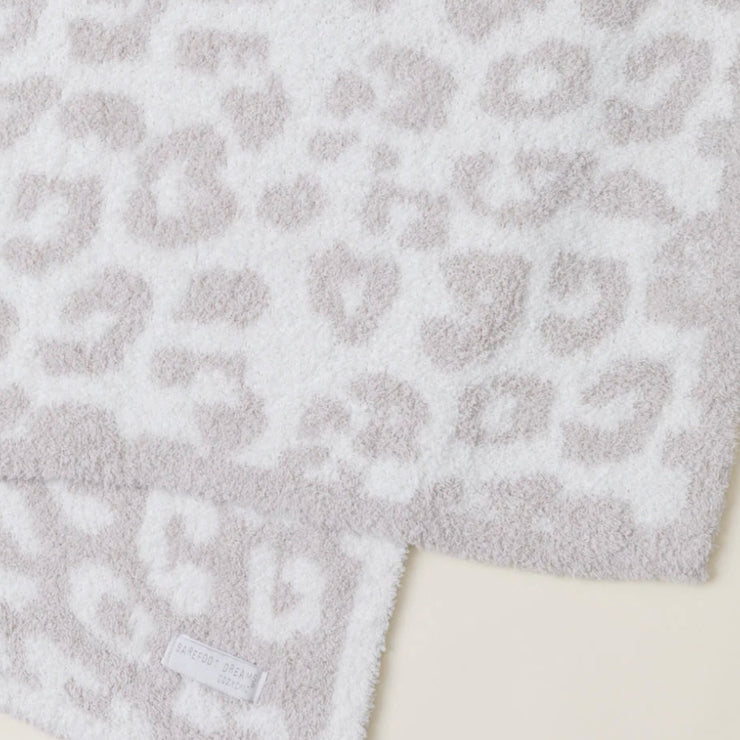 Barefoot Dreams CozyChic Barefoot in The Wild Leopard Cream and Stone Throw Blanket