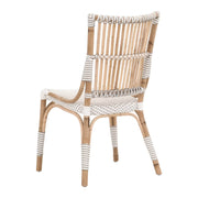 Essentials For Living Tulum Dining Chair ~ White & Stone Synthetic With Natural Rattan Frame