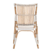Essentials For Living Tulum Dining Chair ~ White & Stone Synthetic With Natural Rattan Frame