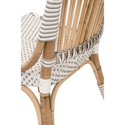 Essentials For Living Tulum Dining Chair ~ White & Stone Synthetic With Natural Rattan Frame