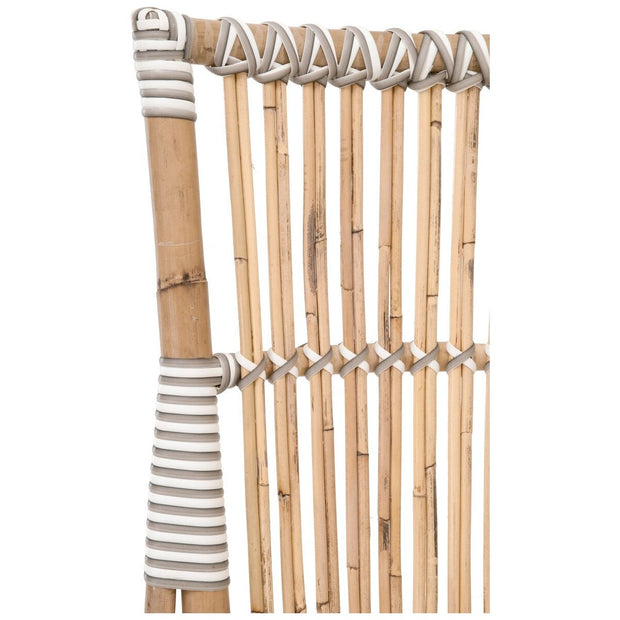 Essentials For Living Tulum Dining Chair ~ White & Stone Synthetic With Natural Rattan Frame