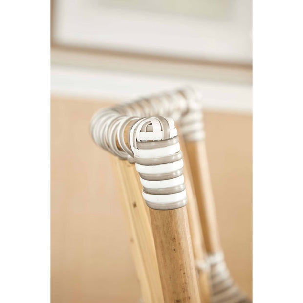 Essentials For Living Tulum Dining Chair ~ White & Stone Synthetic With Natural Rattan Frame