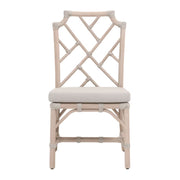 Essentials For Living Bayview Dining Chair~ Taupe & White Flat Rope, Performance Pumice With Washed Ever Teak Frame