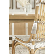 Essentials For Living Tulum Dining Chair ~ White & Stone Synthetic With Natural Rattan Frame