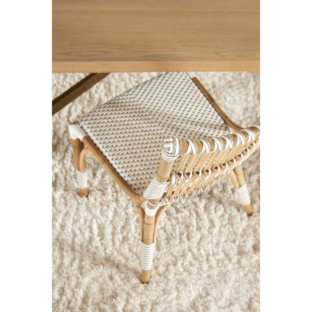 Essentials For Living Tulum Dining Chair ~ White & Stone Synthetic With Natural Rattan Frame