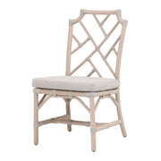 Essentials For Living Bayview Dining Chair~ Taupe & White Flat Rope, Performance Pumice With Washed Ever Teak Frame