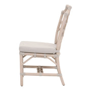 Essentials For Living Bayview Dining Chair~ Taupe & White Flat Rope, Performance Pumice With Washed Ever Teak Frame