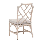 Essentials For Living Bayview Dining Chair~ Taupe & White Flat Rope, Performance Pumice With Washed Ever Teak Frame