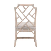 Essentials For Living Bayview Dining Chair~ Taupe & White Flat Rope, Performance Pumice With Washed Ever Teak Frame