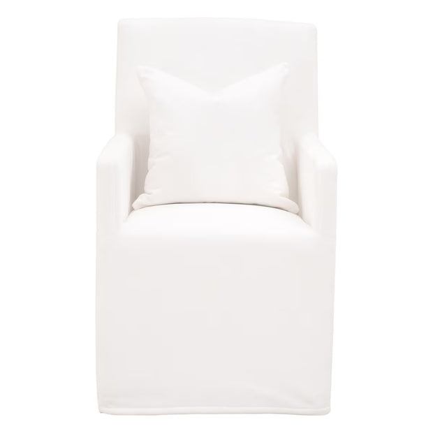 Essentials For Living Shelter Slipcover Arm Chair With Casters Dining Chair ~ LiveSmart Peyton-Pearl