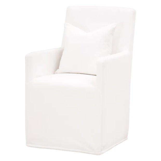 Essentials For Living Shelter Slipcover Arm Chair With Casters Dining Chair ~ LiveSmart Peyton-Pearl