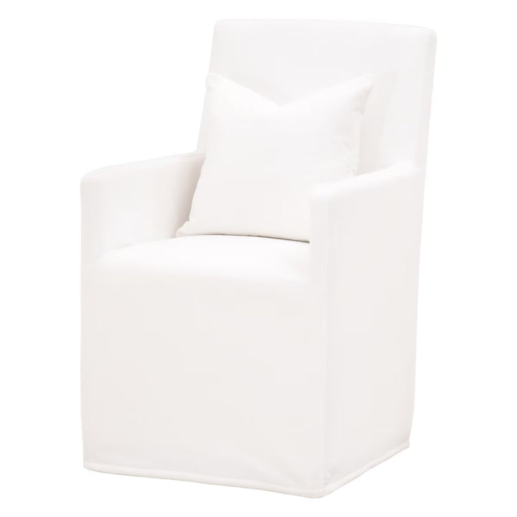 Essentials For Living Shelter Slipcover Arm Chair With Casters Dining Chair ~ LiveSmart Peyton-Pearl