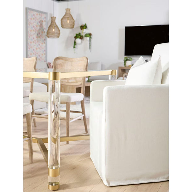 Essentials For Living Shelter Slipcover Arm Chair With Casters Dining Chair ~ LiveSmart Peyton-Pearl